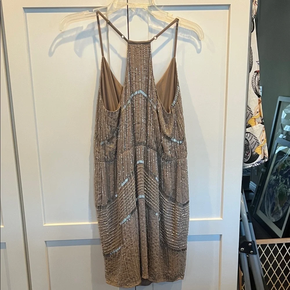 NWT W118 by Walter Baker Beaded Taupe Brown Backless Destiny Dress Size 4 - Picture 6 of 16